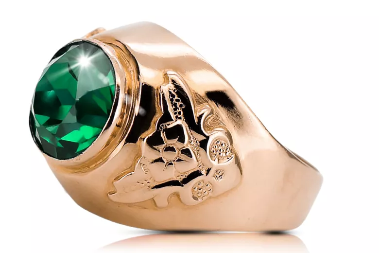 Original Vintage 14K Rose Gold Emerald Ring Vintage craft vrc078r